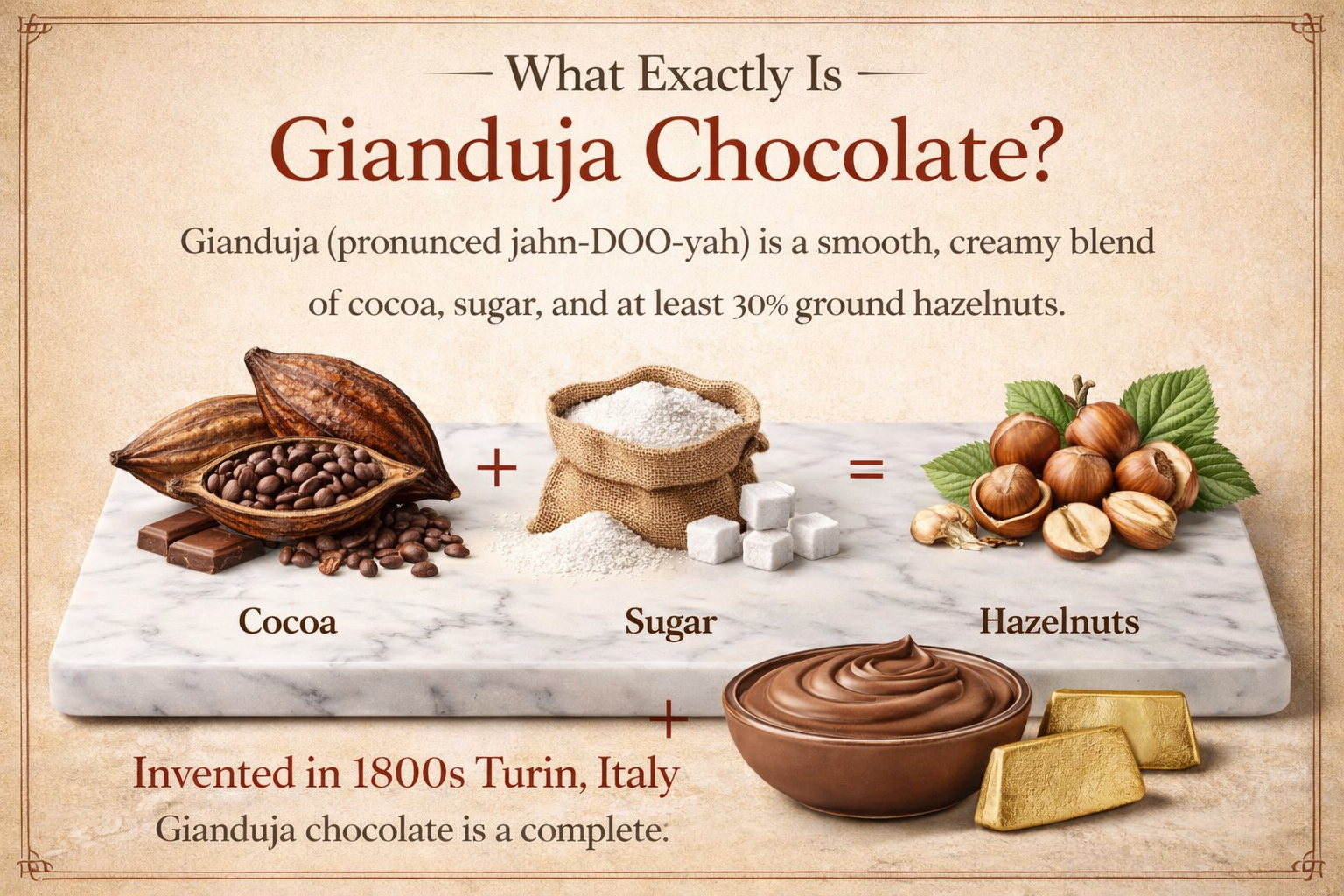marble slab showing what Exactly Is Gianduja Chocolate is made from